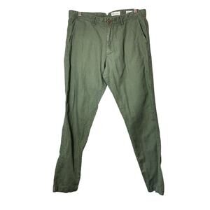 Gap Linen Cotton Blend Pants Mens 34X32 Olive Green Desert Cactus Slim Fit